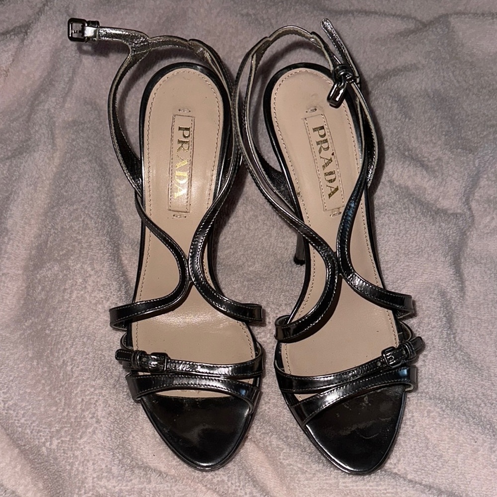 Prada Women's Metallic Silver Heels - Picture 2 of 5